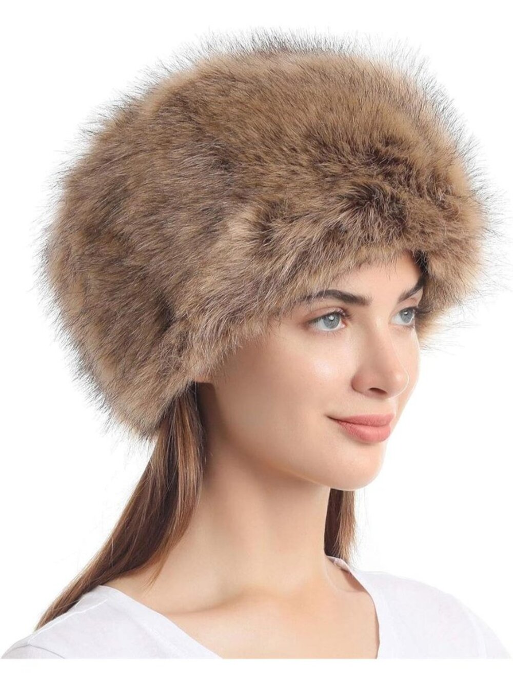 Women's Faux Fur Hat for Winter with Stretch Cossack Russian Style